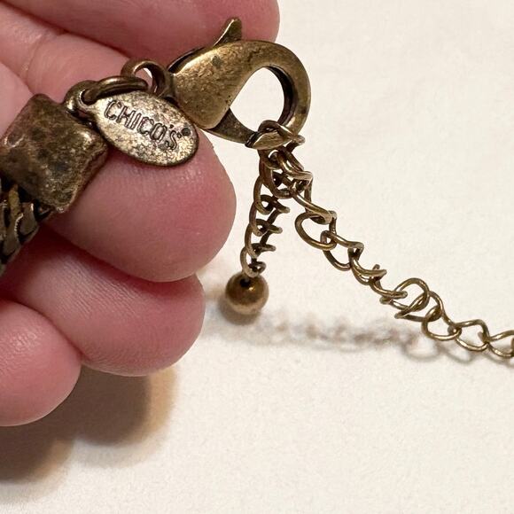 Chicos Iridescent Enamel Statement Necklace Artsy Indie Mermaidcore Avantgarde - Picture 6 of 11